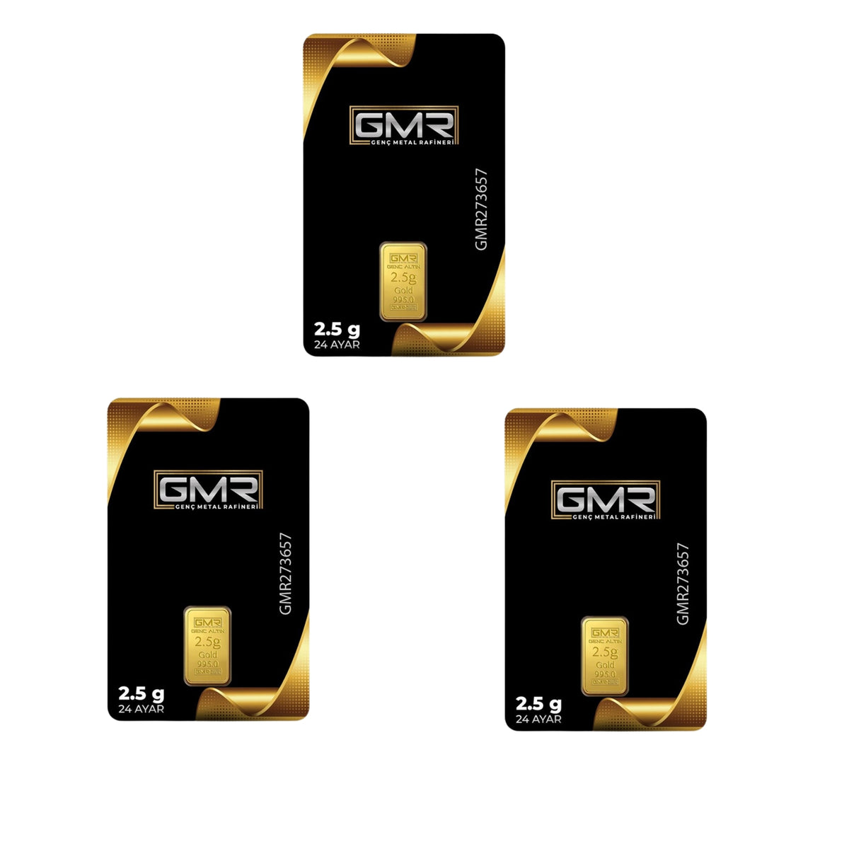 3 Adet 2,5 Gr 24 Ayar 995 Altın ( Gmr Markası )