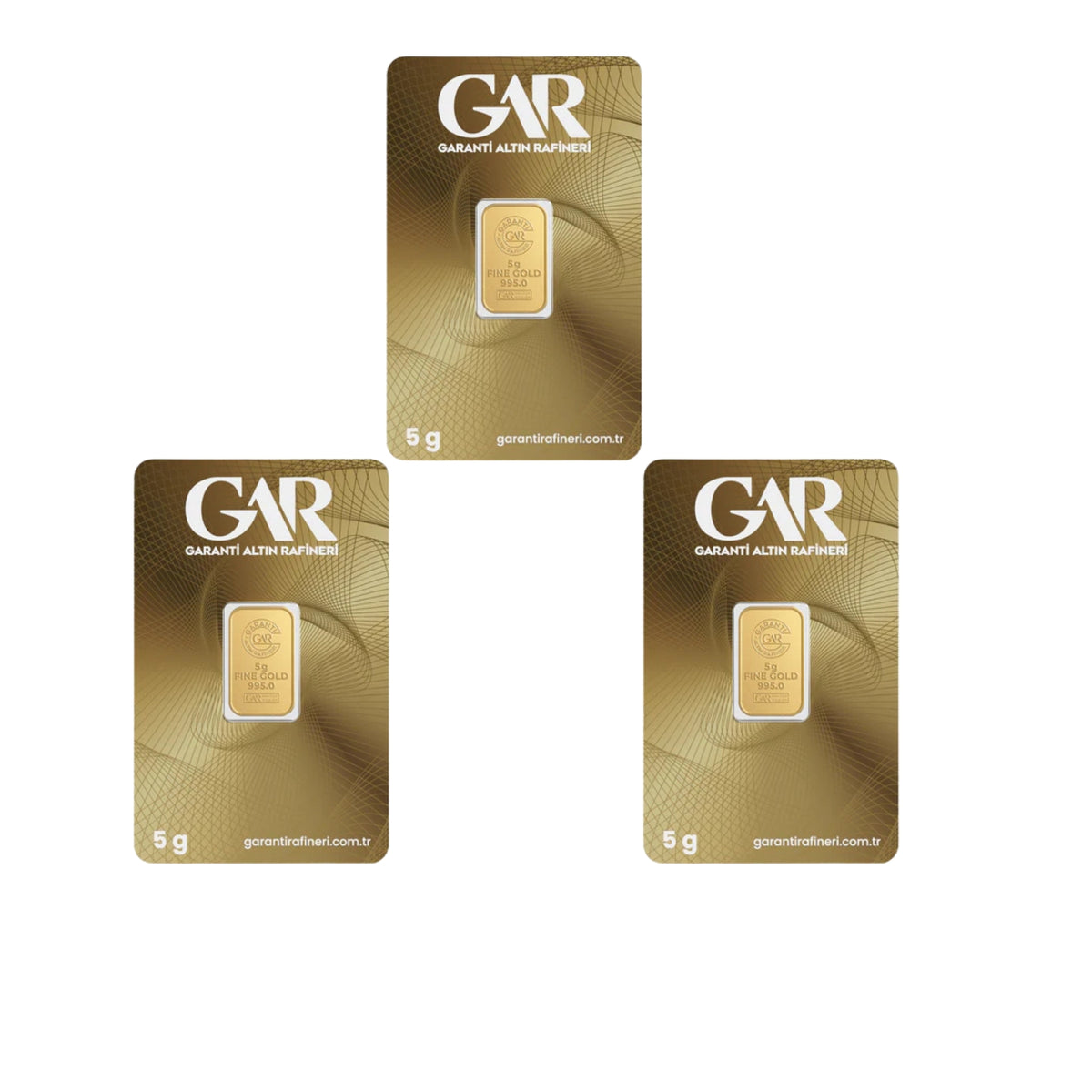 3 Adet 5 gr 24 Ayar 995 Altın ( Gar Markası )
